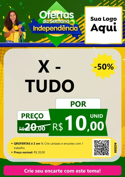 Modelo de Cartaz para Cartaz A4 Vertical com o tema Ofertas da Semana da Independência para Hamburgueria