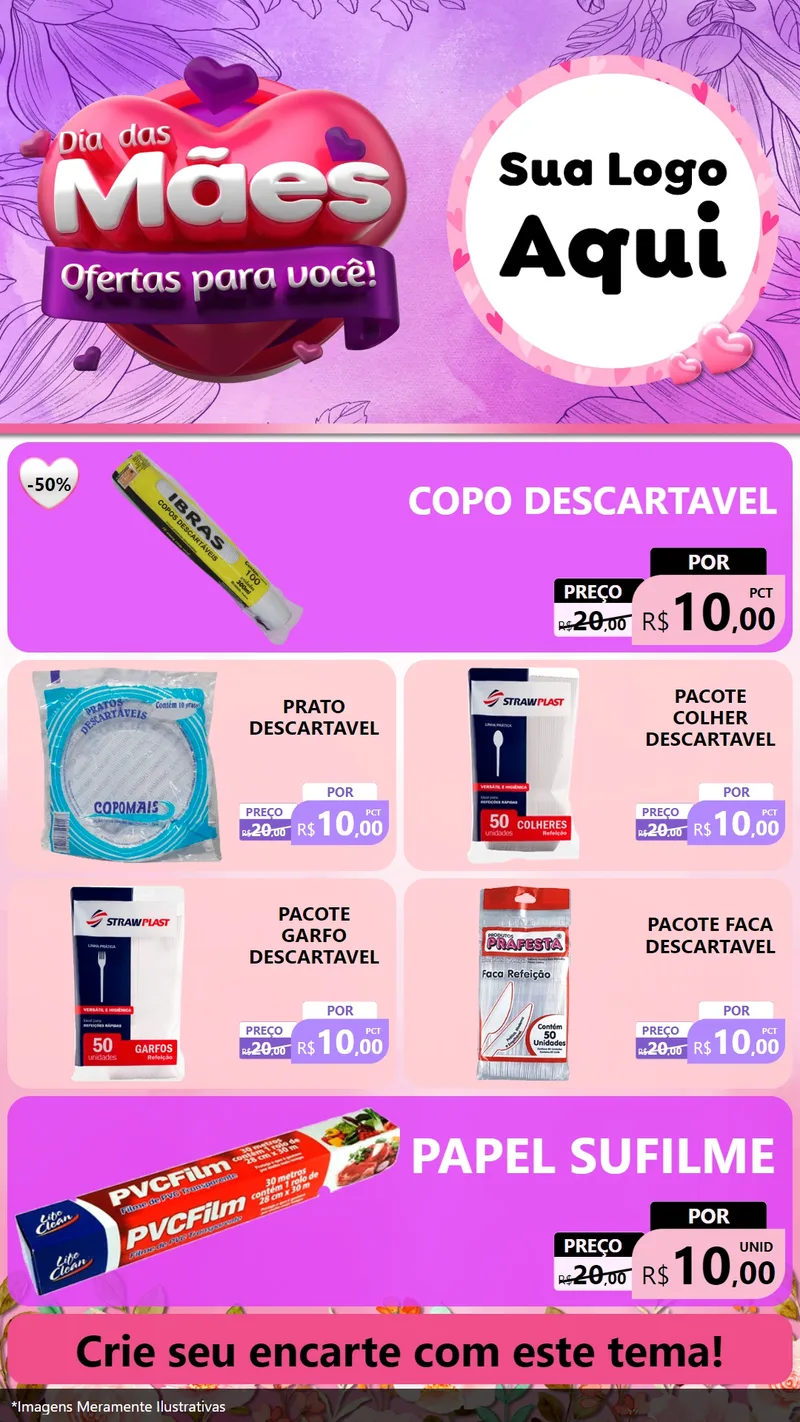 Modelo de TV para TV Vertical com o tema Dia das Mães Ofertas para Você! para Embalagens