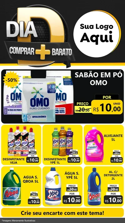 Modelo de Rede Social para Stories com o tema Dia D Mais Economia para Produtos de Limpeza