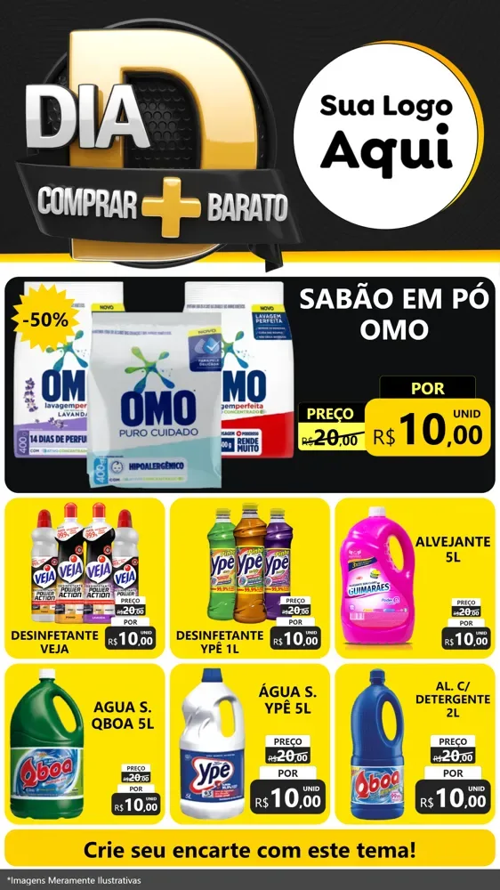 Modelo de Rede Social para Stories com o tema Dia D Mais Economia para Produtos de Limpeza