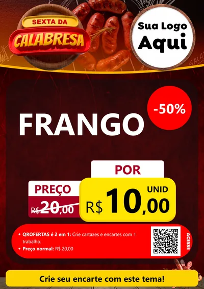 Modelo de Cartaz para Cartaz A4 Vertical com o tema Sexta da Calabresa para Assados