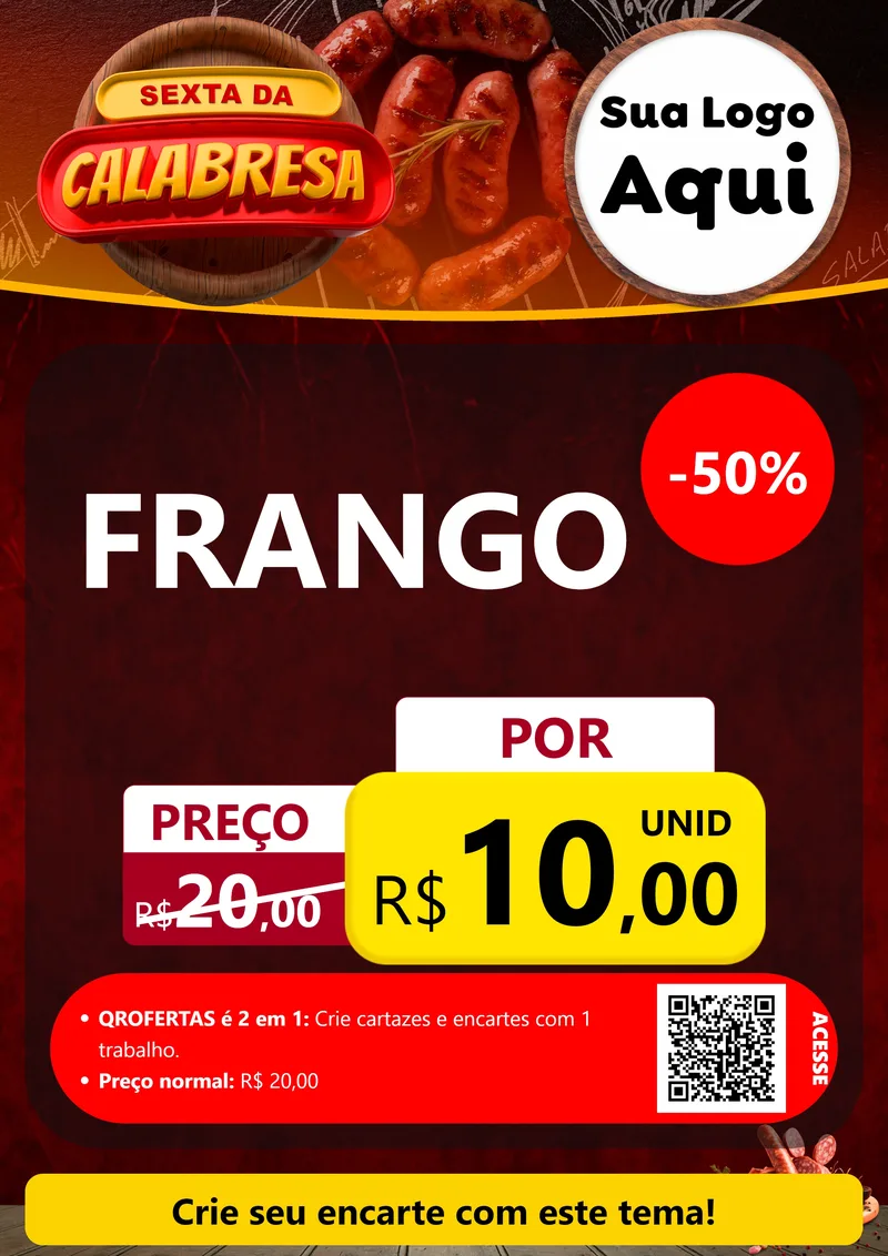 Modelo de Cartaz para Cartaz A4 Vertical com o tema Sexta da Calabresa para Assados