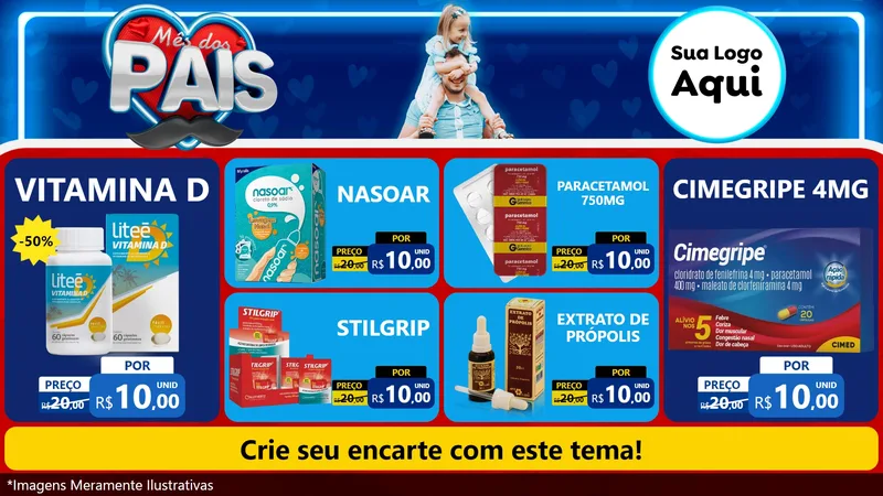 Modelo de TV para TV Horizontal com o tema Mês Dos Pais para Farmácia