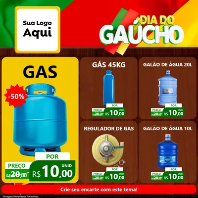 Modelo de Rede Social para Feed Facebook com o tema Dia do Gaúcho para Água e gás