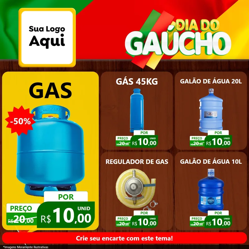 Modelo de Rede Social para Feed Facebook com o tema Dia do Gaúcho para Água e gás
