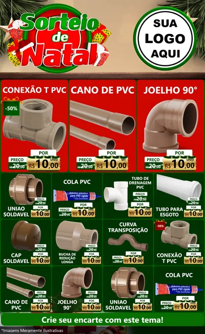 Modelo de Encarte para Encarte Grande com o tema Sorteio de Natal para Tubos e conexões