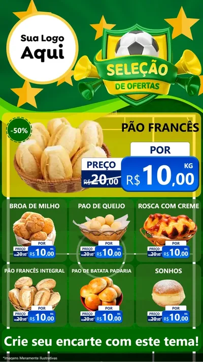 Modelo de Rede Social para Stories com o tema Seleção de Ofertas - Copa para Padaria