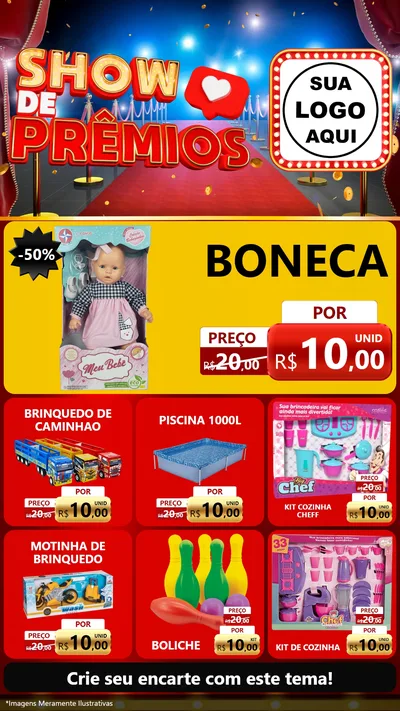 Modelo de Rede Social para Stories com o tema Show de Prêmios para Brinquedos