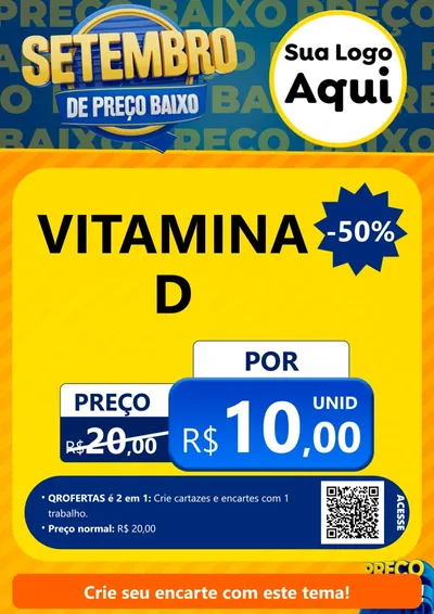 Modelo de Cartaz para Cartaz A4 Vertical com o tema Setembro De Preço Baixo para Farmácia