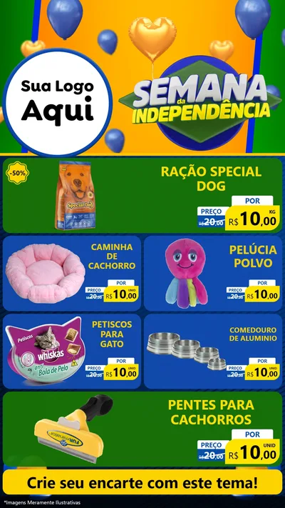 Modelo de TV para TV Vertical com o tema Semana da Independência para Pet Shop