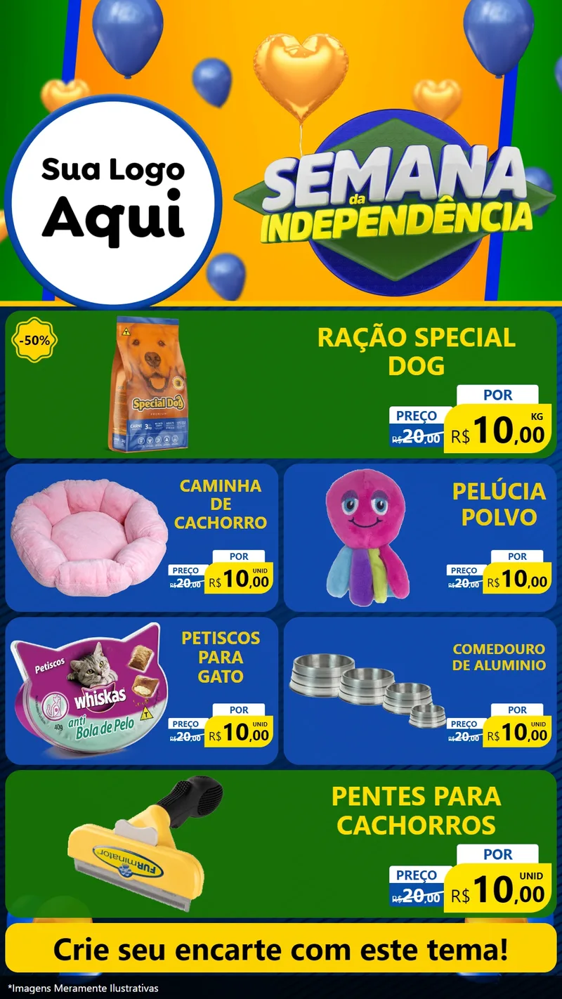 Modelo de TV para TV Vertical com o tema Semana da Independência para Pet Shop