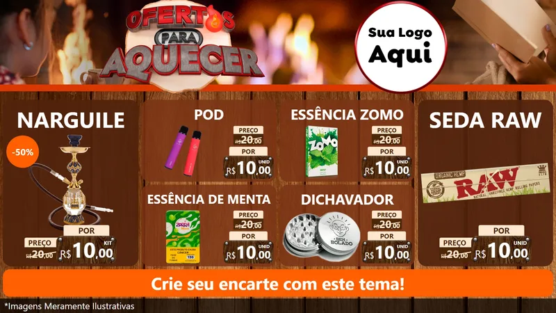 Modelo de TV para TV Horizontal com o tema Ofertas Para Aquecer para Tabacaria