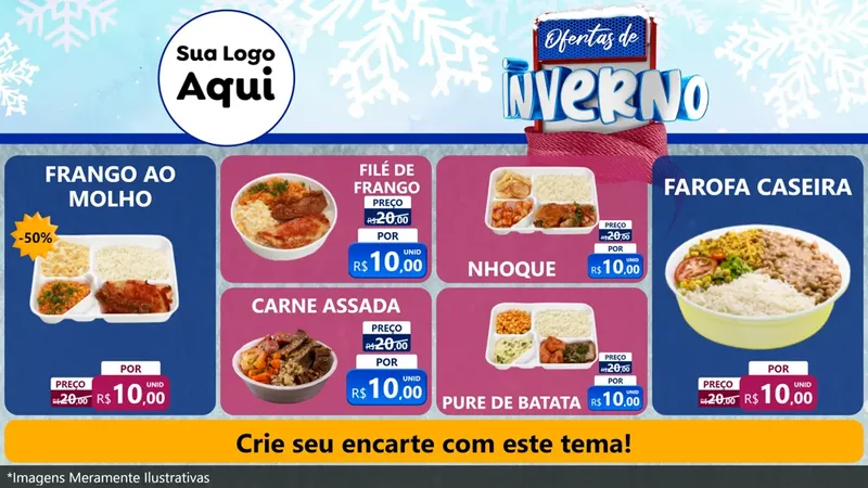 Modelo de TV para TV Horizontal com o tema Ofertas de Inverno para Restaurante