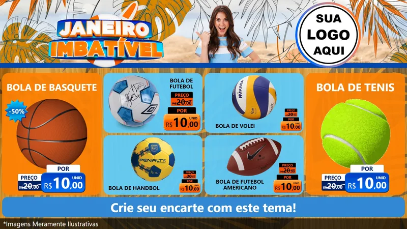 Modelo de TV para TV Horizontal com o tema Janeiro Imbatível para Artigos Esportivos