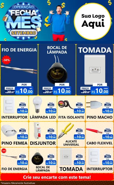 Modelo de Encarte para Encarte Grande com o tema Operação Fecha Mês Setembro para Materiais Elétricos