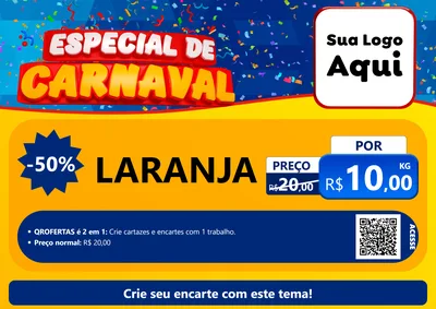 Modelo de Cartaz para Cartaz A4 Horizontal com o tema Especial de Carnaval para Hortifrúti