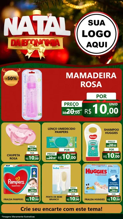 Modelo de Rede Social para Stories com o tema Natal da Economia para Bebês