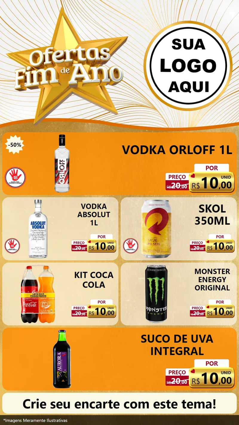 Modelo de TV para TV Vertical com o tema Ofertas Fim de Ano para Distribuidora de bebidas
