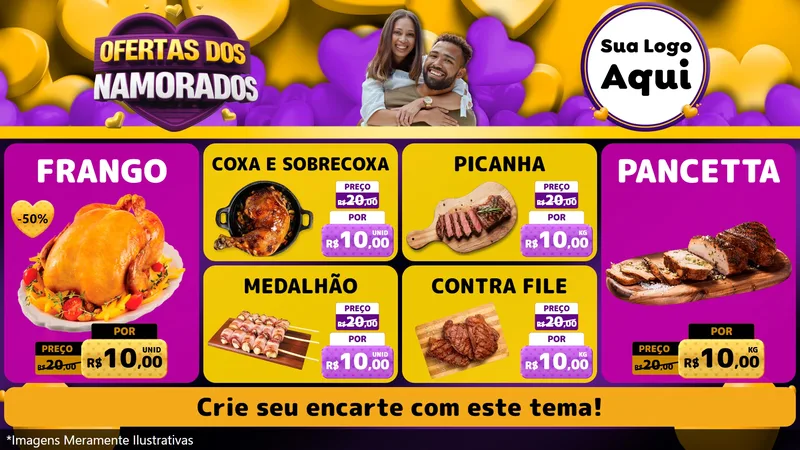 Modelo de TV para TV Horizontal com o tema Oferta Dos Namorados para Assados