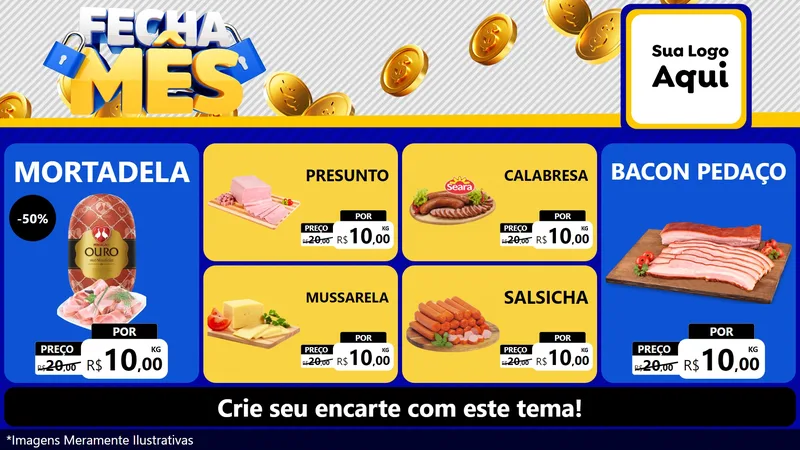 Modelo de TV para TV Horizontal com o tema Fecha Mês para Frios e Laticínios