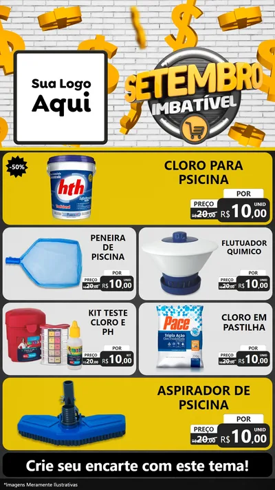 Modelo de TV para TV Vertical com o tema Setembro Imbatível para Produtos para Piscina