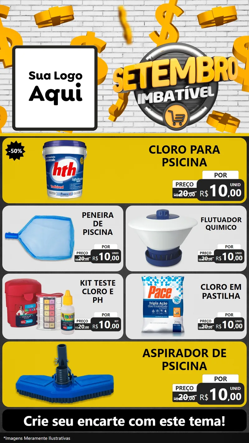 Modelo de TV para TV Vertical com o tema Setembro Imbatível para Produtos para Piscina