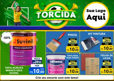 Modelo de Encarte para Encarte A4 Horizontal com o tema Torcida para Tintas e Ferramentas