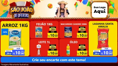 Modelo de TV para TV Horizontal com o tema São João de Ofertas para Supermercado