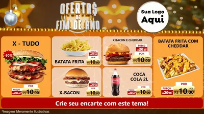 Modelo de TV para TV Horizontal com o tema Ofertas de Fim de Ano para Hamburgueria