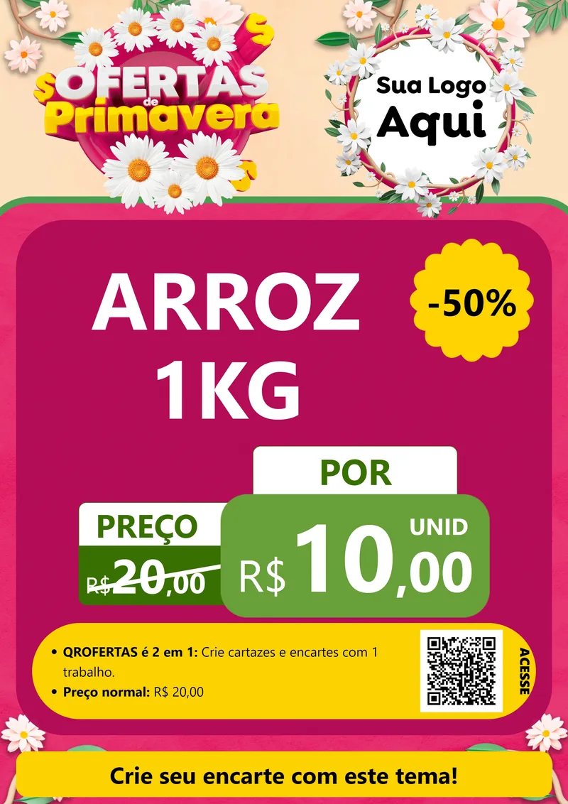Modelo de Cartaz para Cartaz A4 Vertical com o tema Ofertas de Primavera para Supermercado