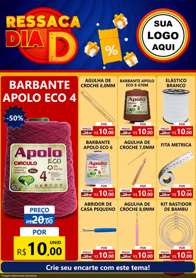 Modelo de Encarte para Encarte A4 Vertical com o tema Ressaca Dia D para Armarinho e Aviamentos