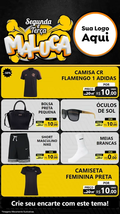 Modelo de TV para TV Vertical com o tema Segunda e Terça Maluca para Roupas e acessórios
