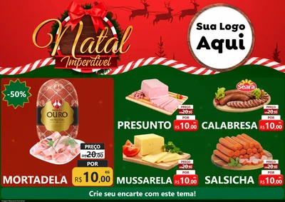Modelo de Encarte para Encarte A4 Horizontal com o tema Natal Imperdível para Frios e Laticínios