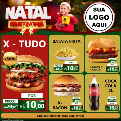 Modelo de Rede Social para Feed Facebook com o tema Natal da Economia para Hamburgueria