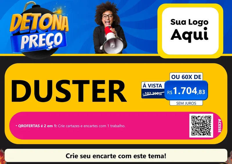 Modelo de Cartaz para Cartaz A4 Horizontal com o tema Detona Preços para Concessionaria de Carros