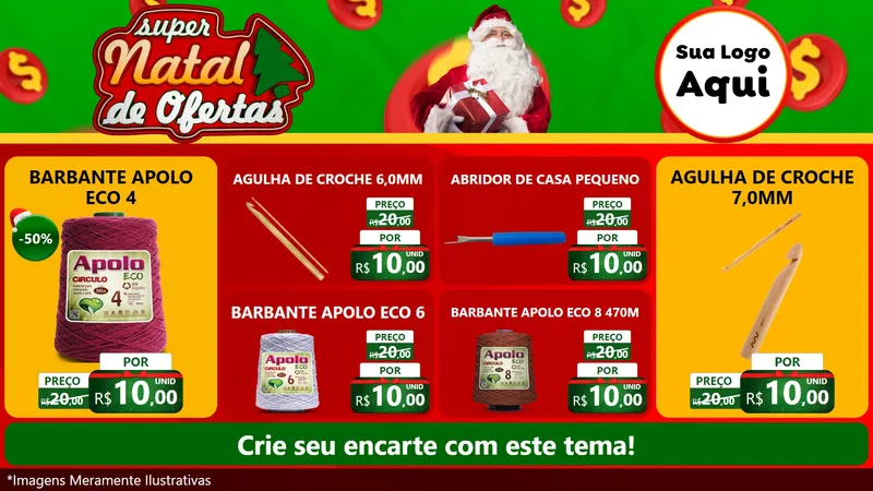 Modelo de TV para TV Horizontal com o tema Super Natal de Ofertas para Armarinho e Aviamentos