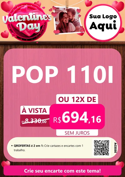 Modelo de Cartaz para Cartaz A4 Vertical com o tema Valentine's Day para Concessionaria de Motos