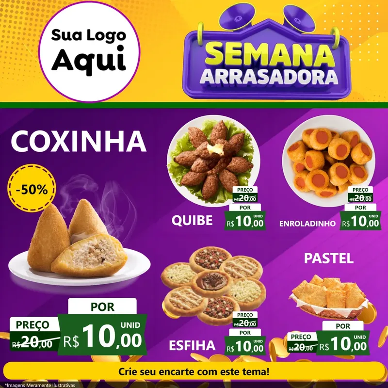 Modelo de Rede Social para Feed Facebook com o tema Semana Arrasadora para Salgadaria