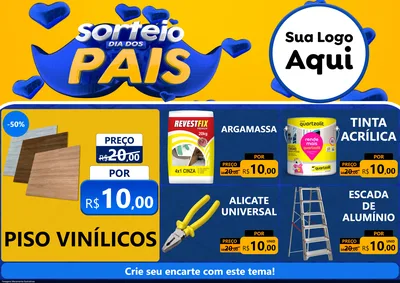 Modelo de Encarte para Encarte A4 Horizontal com o tema Sorteio Dia dos Pais para Material para Construção