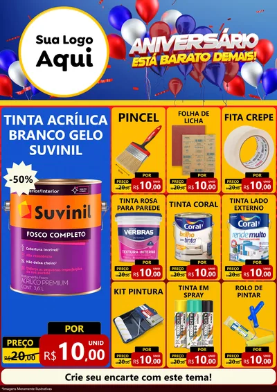 Modelo de Encarte para Encarte A4 Vertical com o tema Aniversário para Tintas e Ferramentas