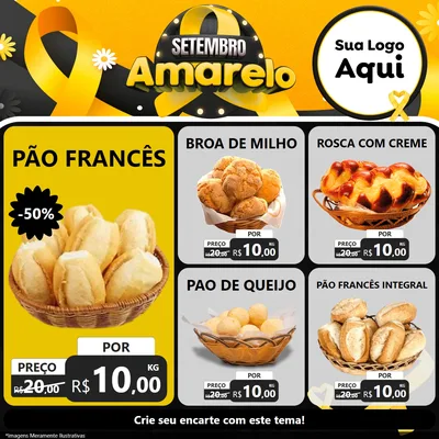 Modelo de Rede Social para Feed Facebook com o tema Setembro Amarelo para Padaria