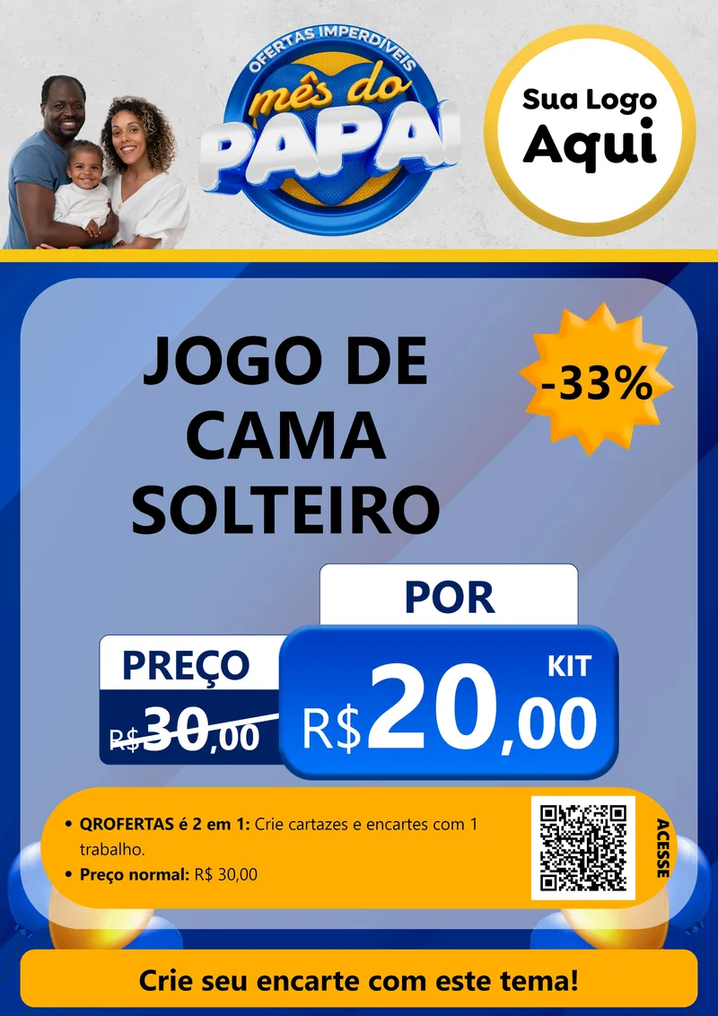 Modelo de Cartaz para Cartaz A4 Vertical com o tema Ofertas Imperdíveis Mês Do Papai para Cama, Mesa e Banho