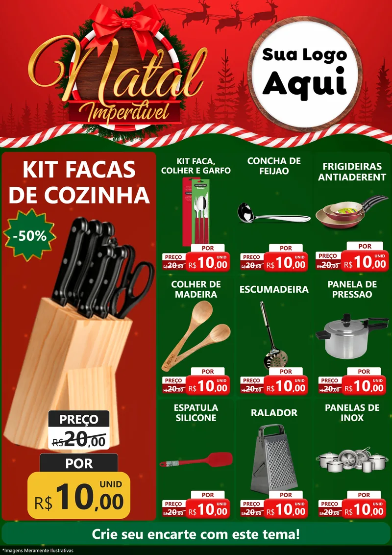Modelo de Encarte para Encarte A4 Vertical com o tema Natal Imperdível para Utilidades Domésticas
