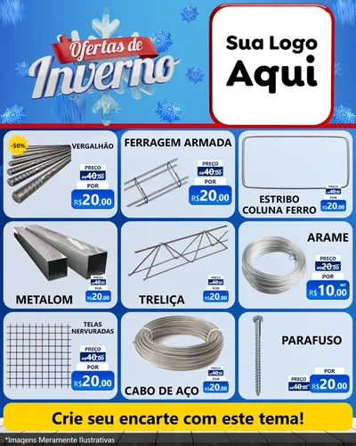 Modelo de Rede Social para Feed Instagram com o tema Ofertas de Inverno para Ferragens