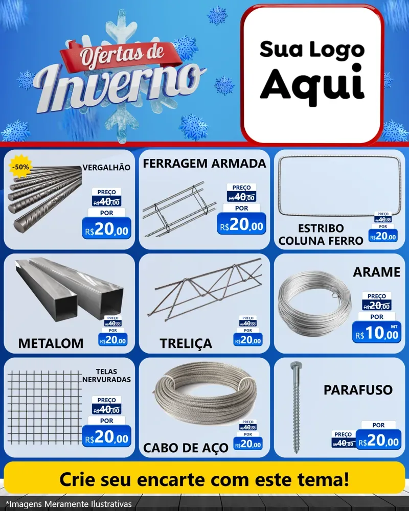 Modelo de Rede Social para Feed Instagram com o tema Ofertas de Inverno para Ferragens