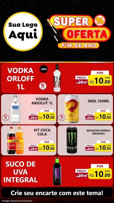 Modelo de TV para TV Vertical com o tema Super Oferta Fim de Ano para Distribuidora de bebidas