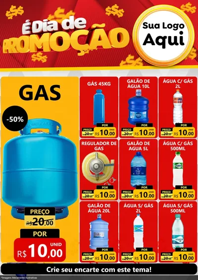 Modelo de Encarte para Encarte A4 Vertical com o tema É Dia De Promoção para Água e gás