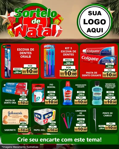Modelo de Rede Social para Feed Instagram com o tema Sorteio de Natal para Higiene Pessoal