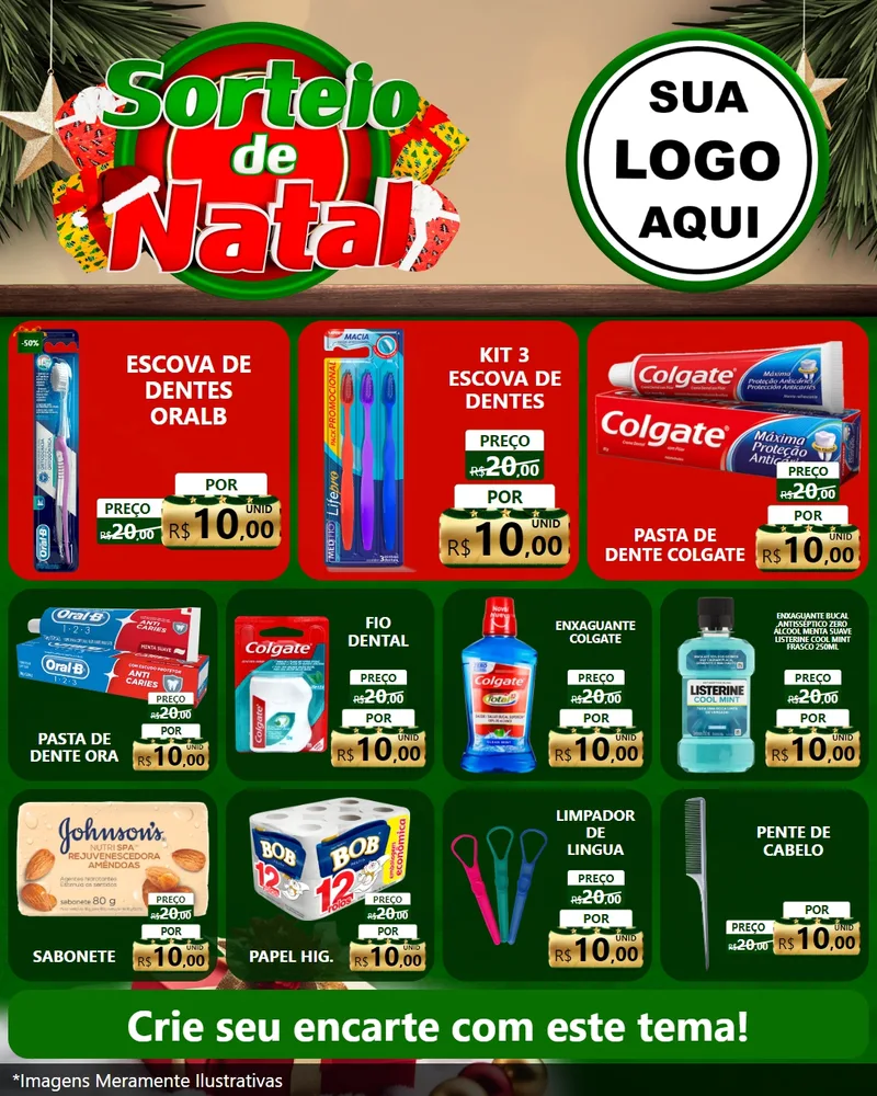 Modelo de Rede Social para Feed Instagram com o tema Sorteio de Natal para Higiene Pessoal