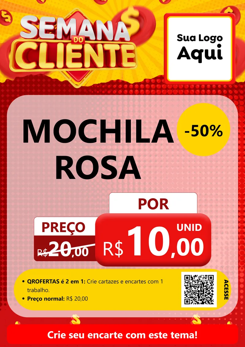 Modelo de Cartaz para Cartaz A4 Vertical com o tema Semana do Cliente para Papelaria